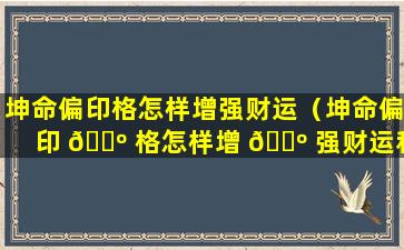 坤命偏印格怎样增强财运（坤命偏印 🐺 格怎样增 🌺 强财运和财运）